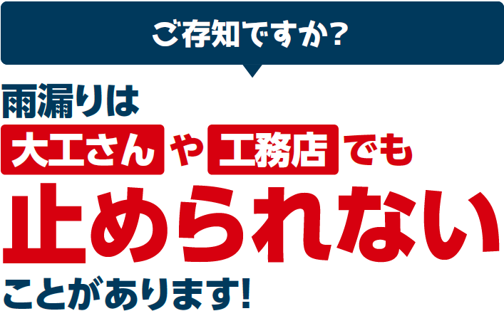 雨漏りは大工さんや工務店でも止められないことがあります!